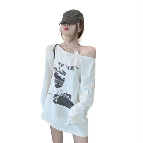 Y2k Off Shoulder Loose T-shirt Women's Printed Casual